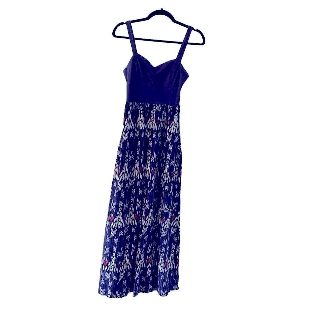 Mudd blue solid and print adjustable strap maxi dress Junior size M